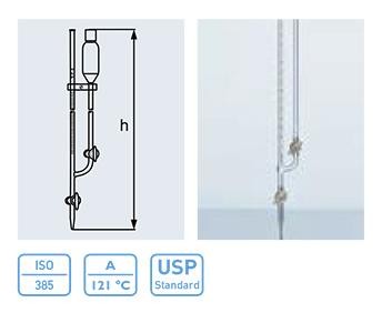 DURAN Micro-Burette with Straight Standard Ground Stopcock Class AS, 30 Seconds Waiting Time