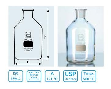 DURAN Reagent Bottle, Narrow Neck, Neck with Standard Ground Joint