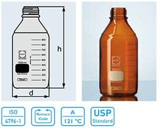 Frasco de Laboratório Duran – Âmbar com Rosca DIN, GL 45