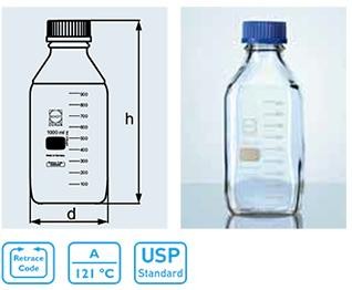 Frasco de Laboratório Duran Quadrado com Rosca DIN, GL 45