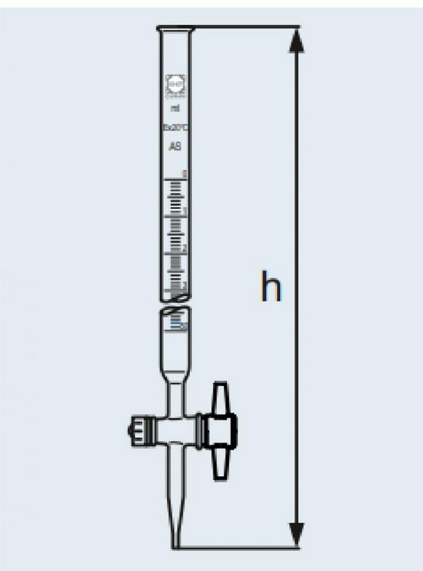 Bureta DURAN® com tarja Schellbach e chave de PTFE, classe AS