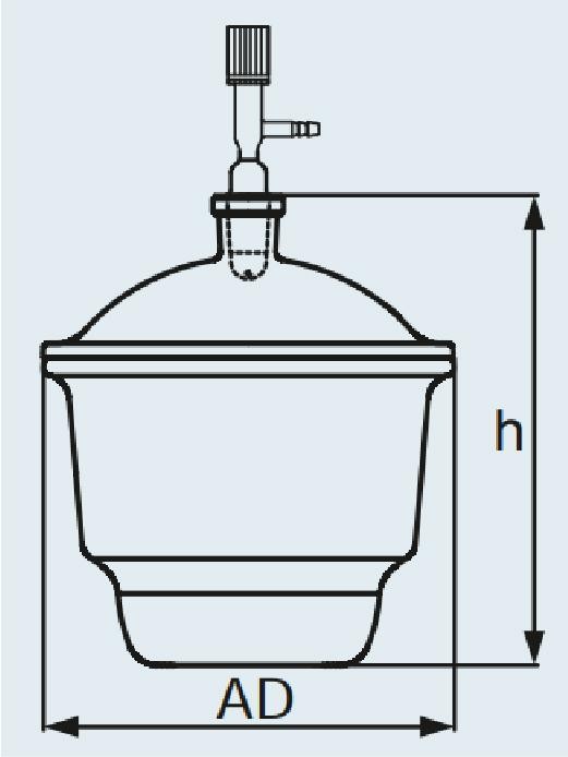 Dessecador a vácuo DURAN® com tubo de junção padrão terra NOVUS (NS 24/29) na tampa, torneira e flange plana