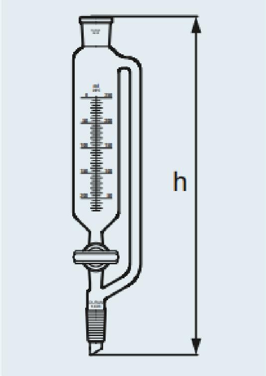 Funil cilíndrico graduado com tubo de equalização de pressão