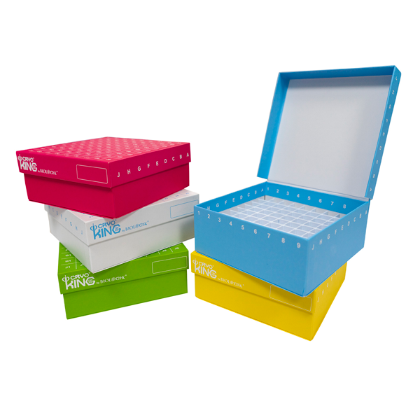 Caixa de Fibra de Papelão para Microtubos Criogênicos com Tampa Basculante e Identificação Numérica 81 Tubos